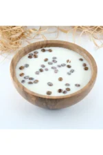 Kahve Çekirdekli Soya Mumu – El Yapımı Ahşap Kase, Doğal & Temiz Yanma - Görsel 3