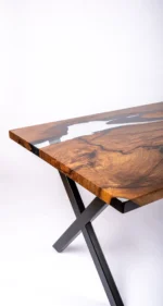 Epoksi Ceviz Ahşap Yemek Masası – Özel Tasarım, 200x100 cm, El Yapımı, Modern ve Şık - Görsel 2