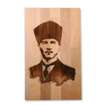 Kayın Ağacı Üzerine Lazer İşlenmiş Atatürk Portresi | Duvar Dekoru