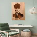 Kayın Ağacı Üzerine Lazer İşlenmiş Atatürk Portresi | Duvar Dekoru - Görsel 3