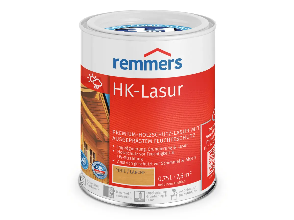 Remmers HK-Lasur 0,75 L dış cephe ahşap koruyucu, şeffaf ambalaj