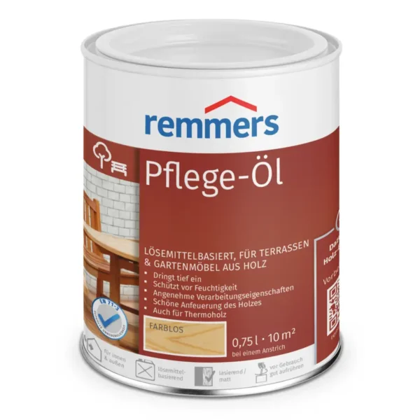 Remmers Pflege-Öl – Ahşap Bakım Yağı, Dış/İç Mekân, Pigmentli, Solvent Bazlı