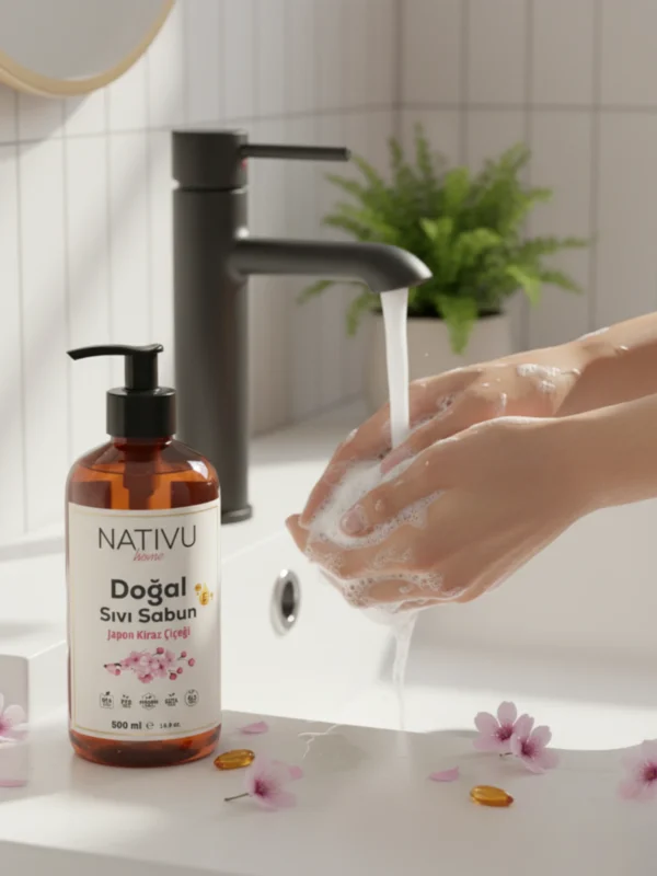 Doğal Sıvı Sabun Japon Kiraz Çiçeği Özlü - 500 ml | NATIVU Home - Görsel 2
