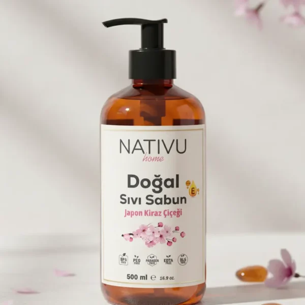 Doğal Sıvı Sabun Japon Kiraz Çiçeği Özlü - 500 ml | NATIVU Home