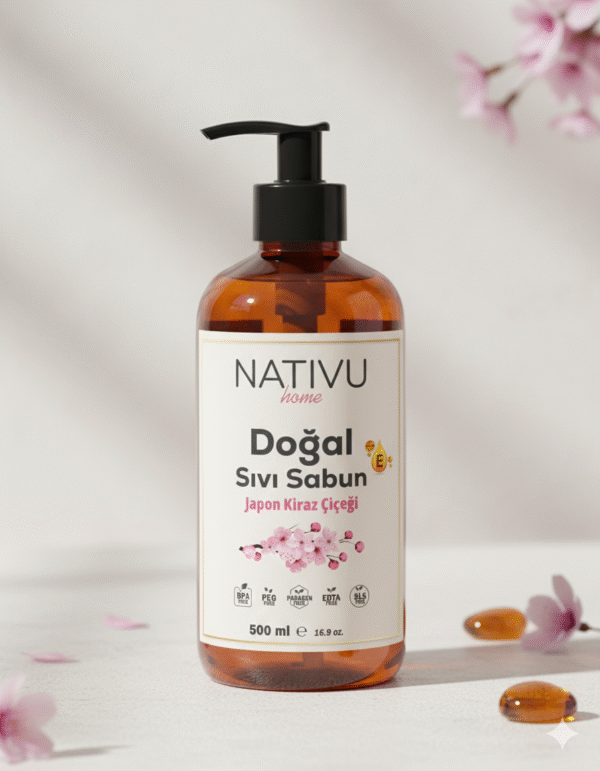 Doğal Sıvı Sabun Japon Kiraz Çiçeği Özlü - 500 ml | NATIVU Home