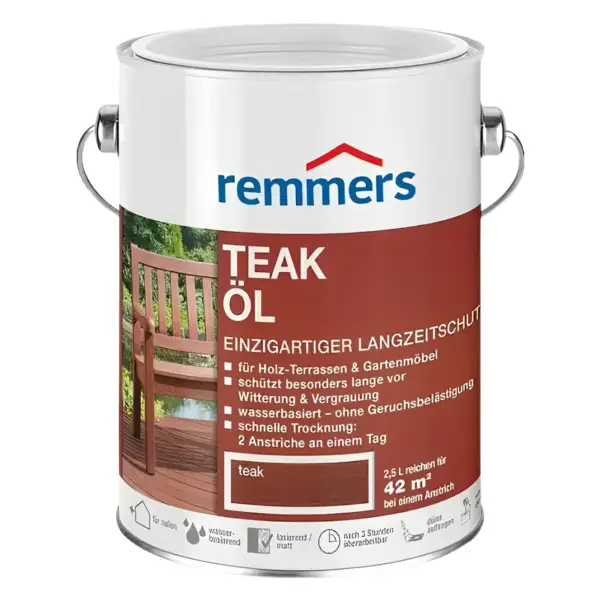 Remmers REM TEAK-ÖL Solvent Bazlı Şeffaf Tik Yağı ve Ahşap Koruyucu (DIN EN 71-3 Sertifikalı)