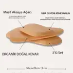 Masif akasya ahşap sunum tabağı 3'lü set